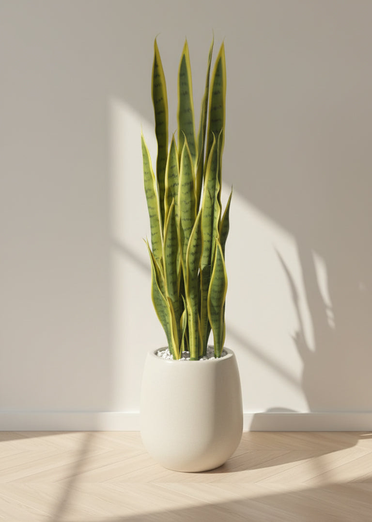 artificial snake plant in white pot Artificial Snake Plant – Maison Mayara