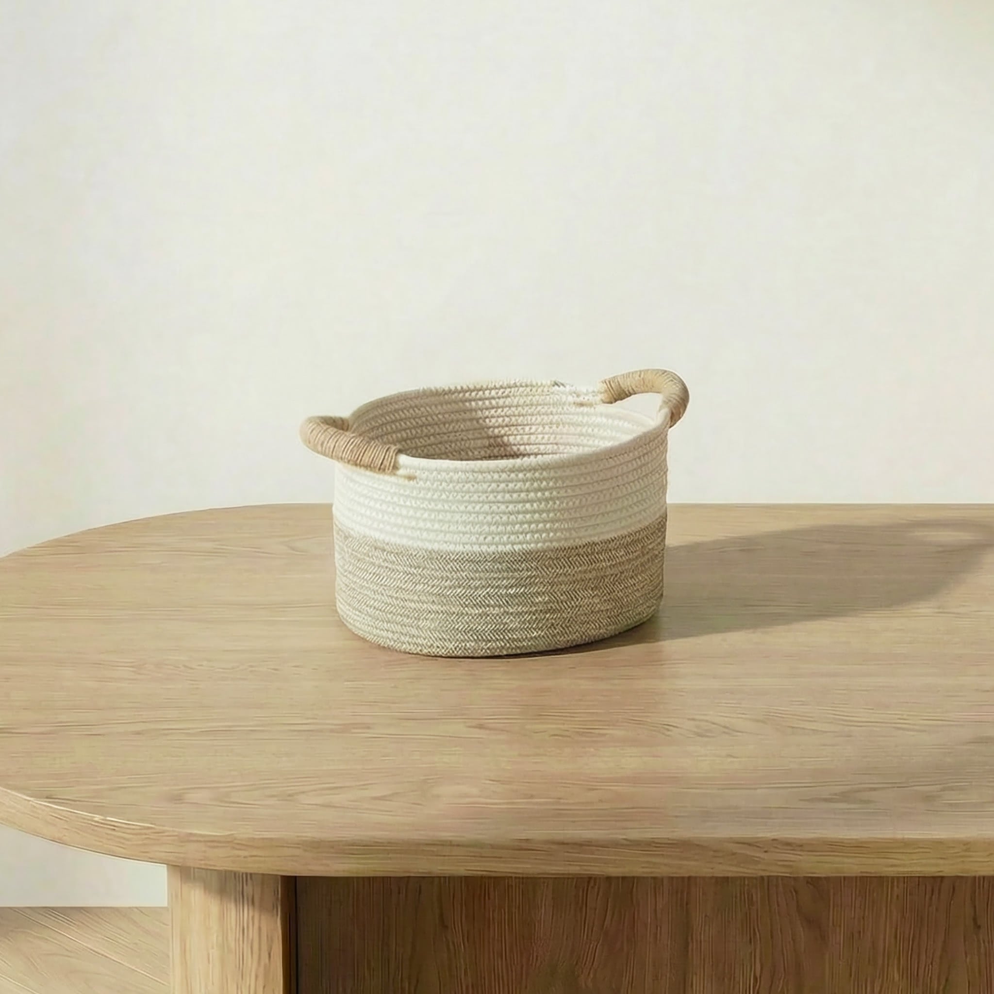 Handmade Two-Tone Cotton Rope Basket