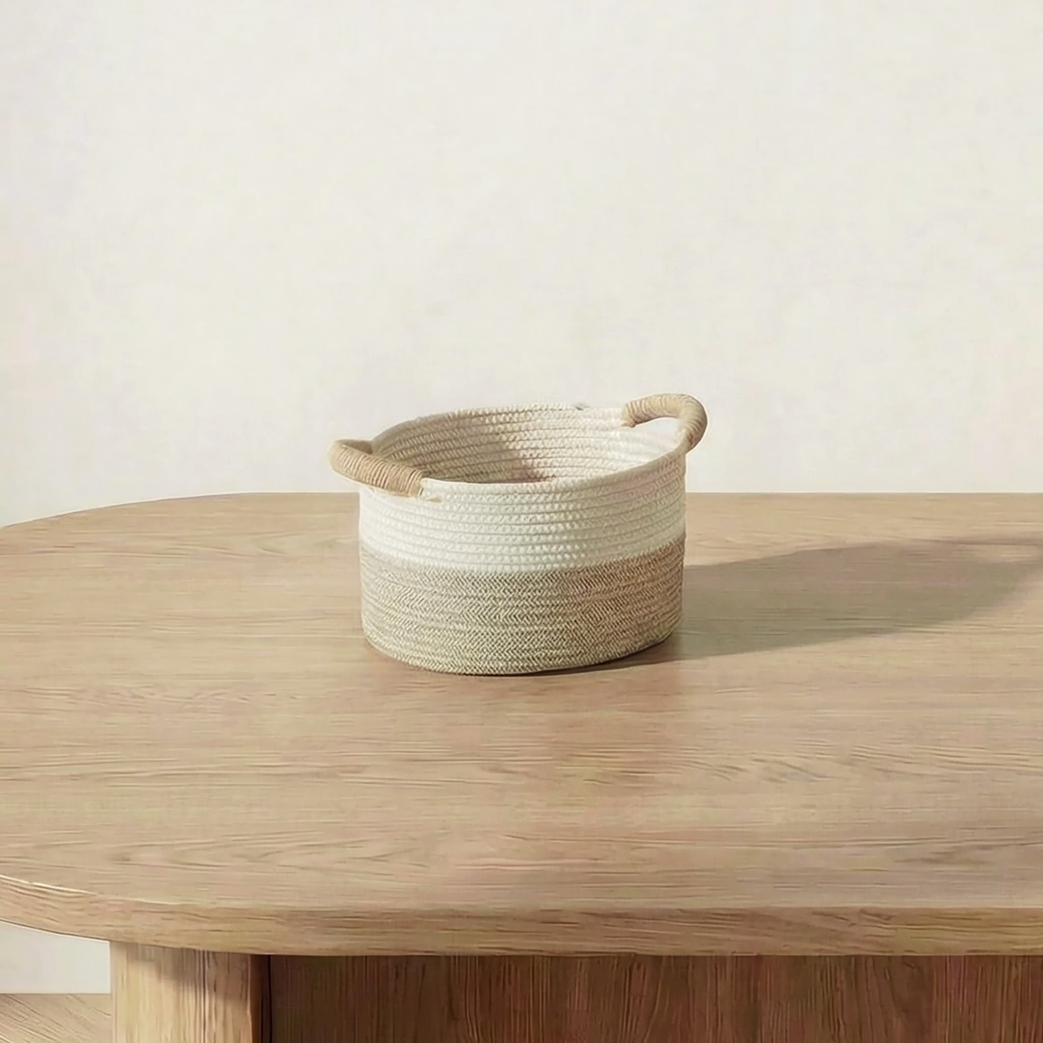 Handmade Two-Tone Cotton Rope Basket